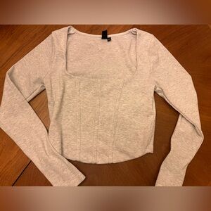 Windsor Light Gray Square Neck Crop